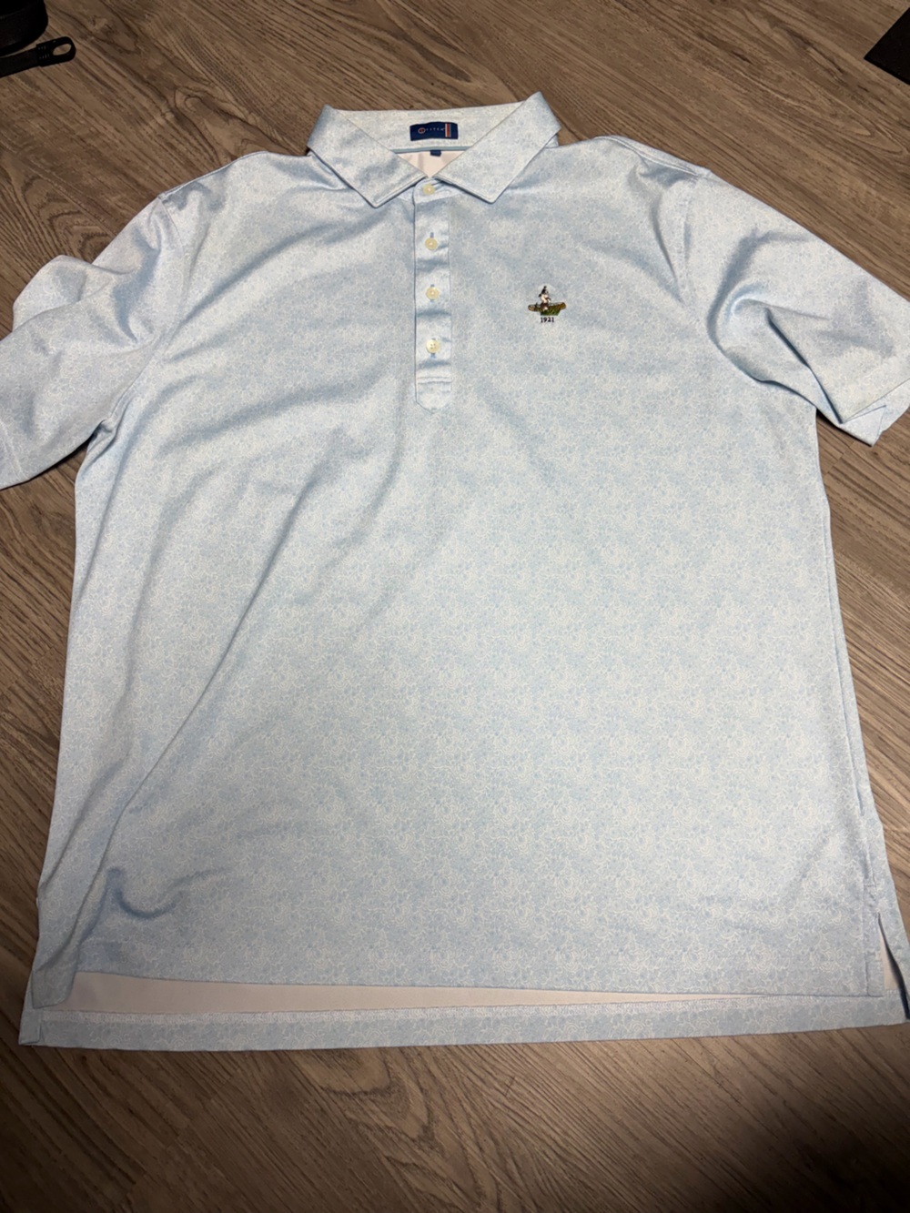 Stitch Light Blue Short-Sleeve Golf Polo with Subtle Print and Embroidered Logo